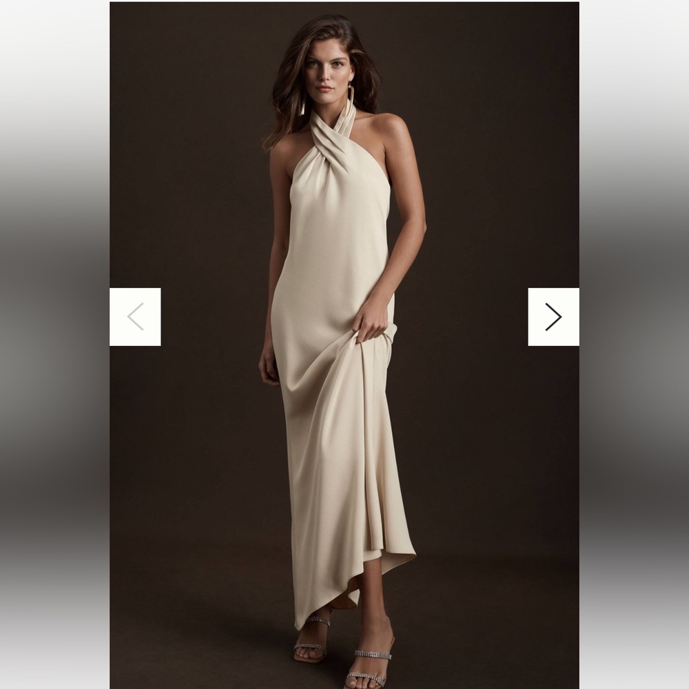 BHLDN Ruby Twist Halter Satin Gown